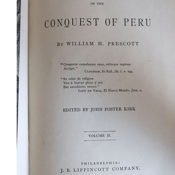 Set of Two Books: History of the Conquest of Peru by William H. Prescott