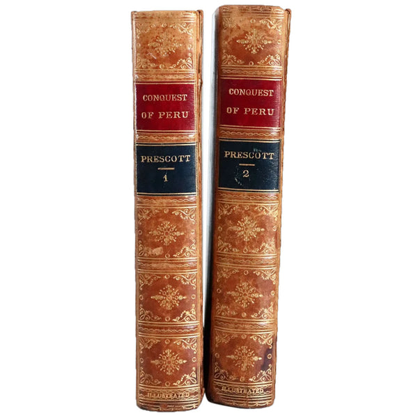 Set of Two Books: History of the Conquest of Peru by William H. Prescott