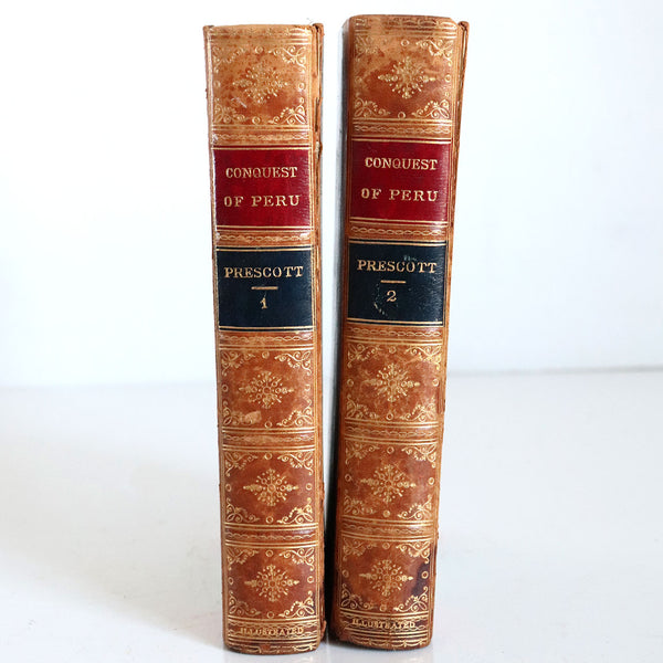 Set of Two Books: History of the Conquest of Peru by William H. Prescott