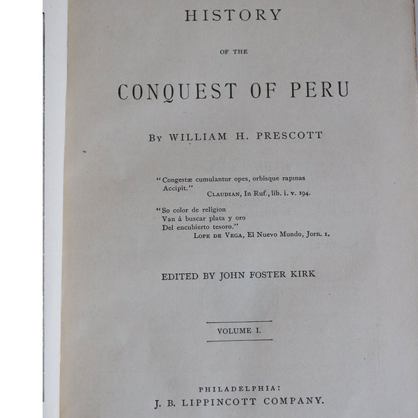 Set of Two Books: History of the Conquest of Peru by William H. Prescott