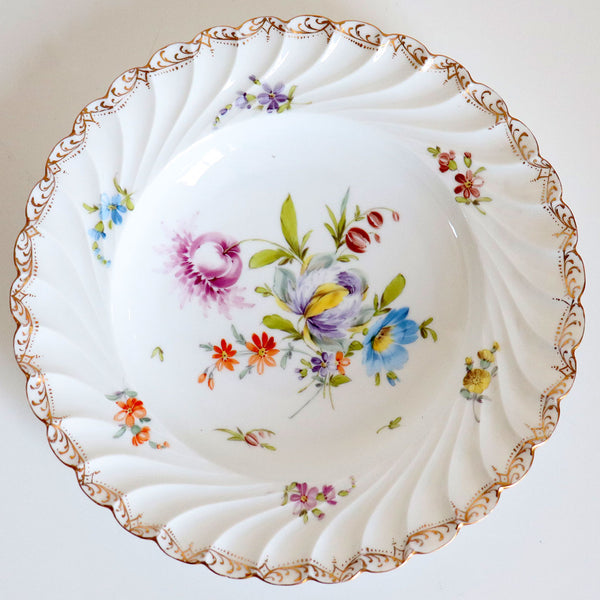 Set of 12 German Hermann Ohme Handpainted Porcelain Gilt Floral Plates