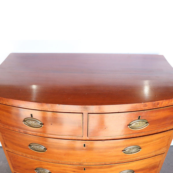 American Hepplewhite Mahogany Inlaid Bowfront Chest of Drawers