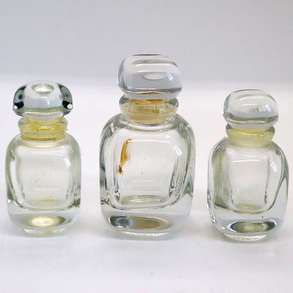 Three Vintage French Givenchy Glass Le De and Interdit Perfume Flacon Bottles