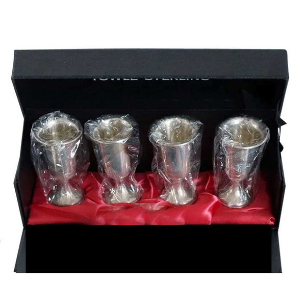 Vintage Set of Four American Towle Sterling Silver Cordial / Shot Glasses with Box