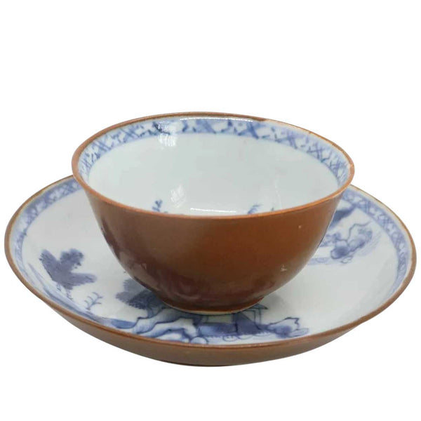 Set of Six Chinese Export Batavian Porcelain Nanking Cargo Shipwreck Tea Bowls and Saucers