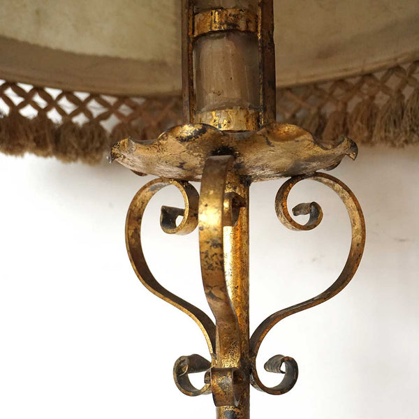 Spanish Gilt Wrought Iron Tripod One-Light Floor Lamp