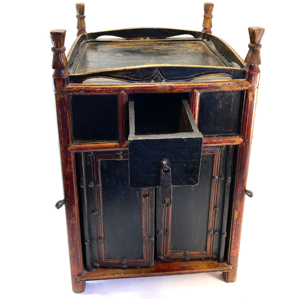 Chinese Qing Lacquered Wooden Hanging / Side Cupboard