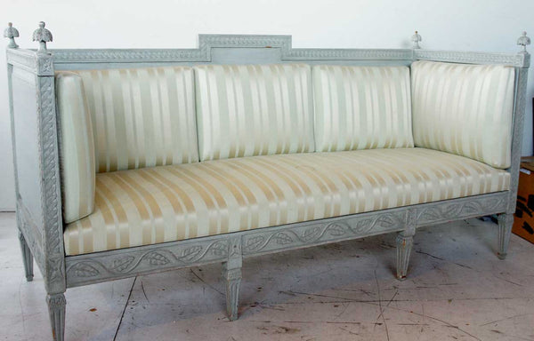 Swedish Gustavian Style Painted Pine Upholstered Sofa