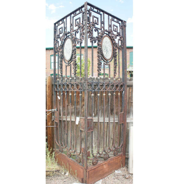 Large Argentine Beaux Arts Wrought Iron and Marble Double Door Gate