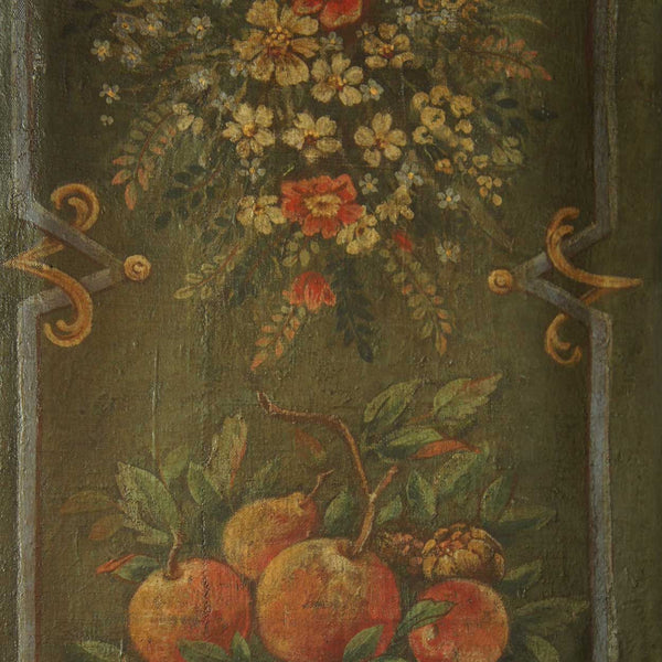 Large Venetian Neoclassical Oil on Canvas Four-Panel Screen