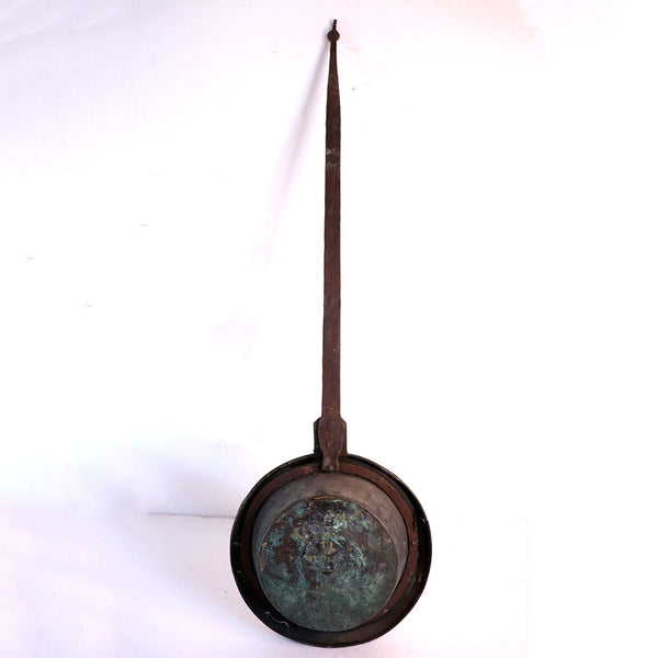 English 17th century Punched Brass and Wrought Iron Warming Pan