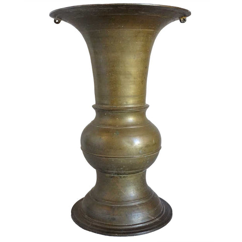 Very Tall South Indian Patinated Brass Vase