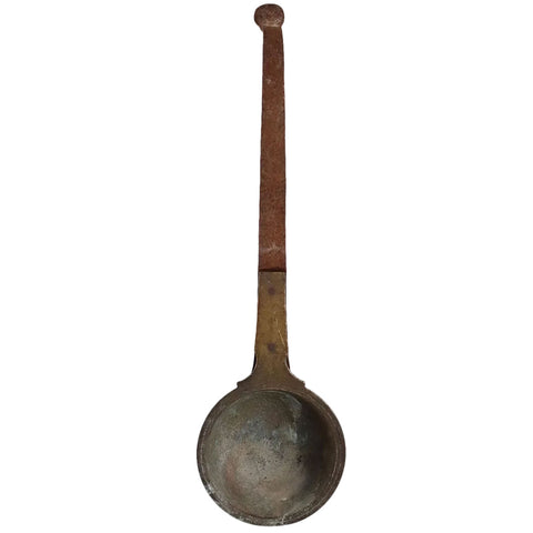 Indian Solid Bronze and Iron Kitchen Ladle Long Handle Spoon