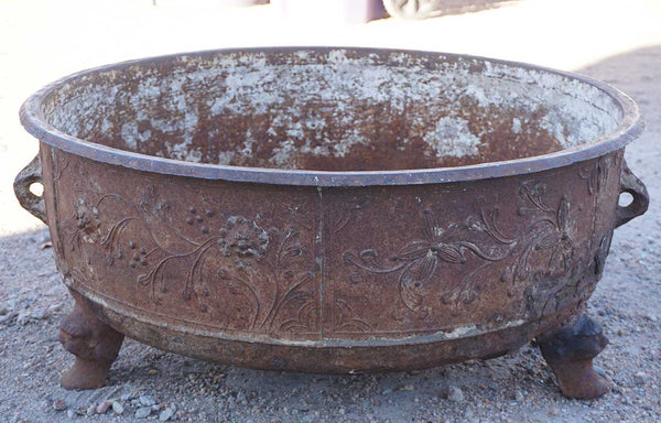 Early Large Chinese Cast Iron Footed Pot