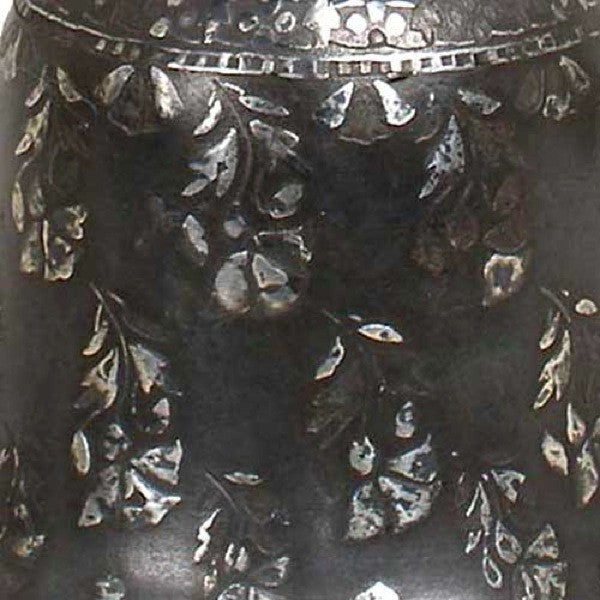 Indian Mughal Silver Inlaid Bidri Bell-Shaped Spittoon (Peekdaan/Thookadaan)