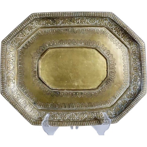 Indian Heavy Brass Octagonal Tray