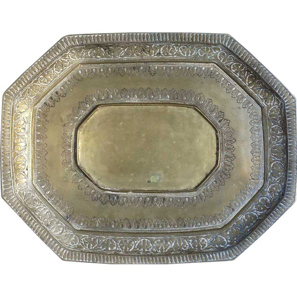 Indian Heavy Brass Octagonal Tray