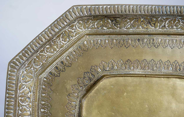 Indian Heavy Brass Octagonal Tray