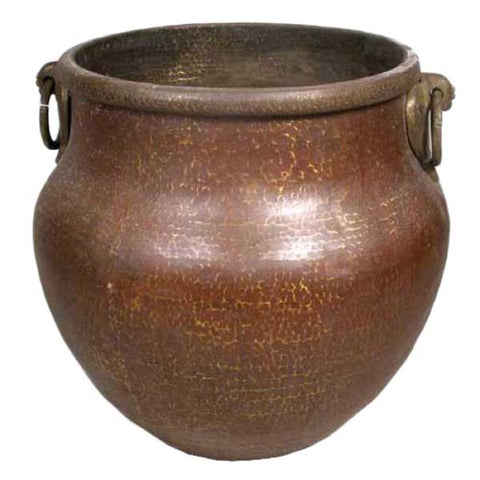 Large South Indian Hammered Brass Water Storage Pot