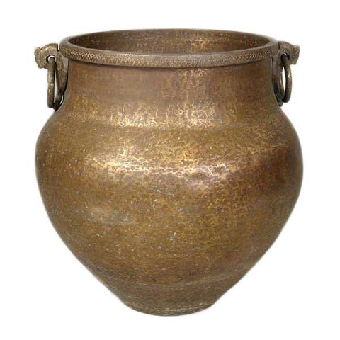 Large South Indian Hammered Brass Water Storage Pot