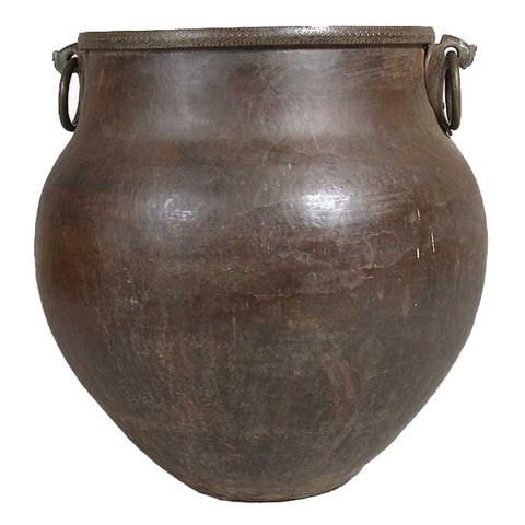 Large South Indian Hammered Brass Water Storage Pot