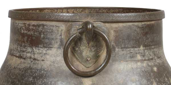 Large South Indian Hammered Brass Water Storage Pot