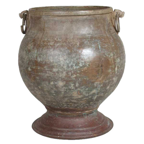 Large South Indian Hammered Brass Water Storage Pot