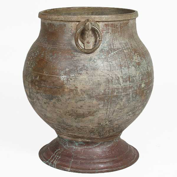 Large South Indian Hammered Brass Water Storage Pot