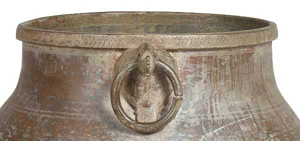 Large South Indian Hammered Brass Water Storage Pot