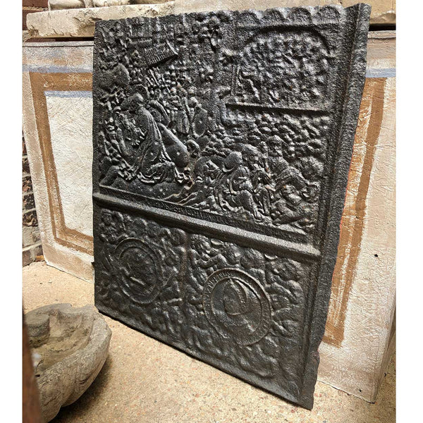 Large Early Swedish Cast Iron Stove Plate with Coat of Arms