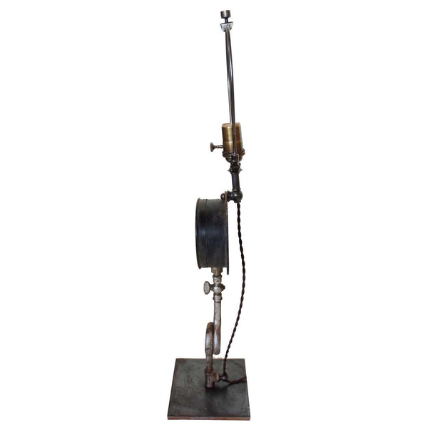 Vintage American Ashcroft Industrial Pressure Gauge as a One-Light Table Lamp