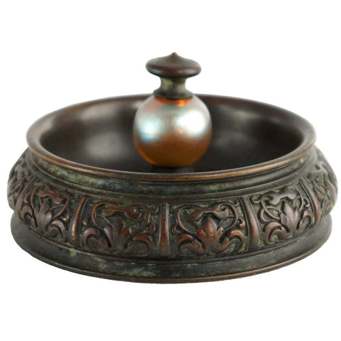 American Tiffany Studios Bronze and Favrile Glass Cigar Ashtray