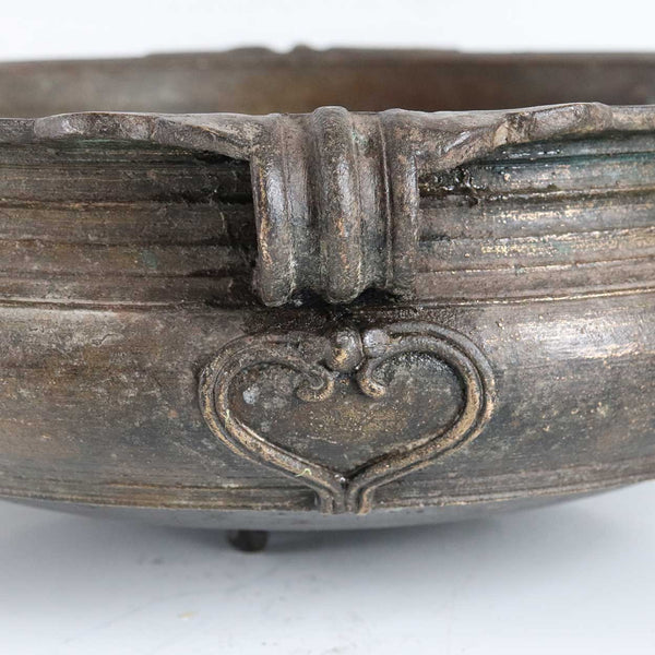 South Indian Solid Bronze Cooking Vessel (Urli) with Handles