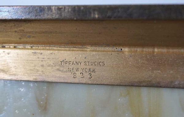 American Tiffany Studios Bronze Dore Etched Metal and Glass Grapevine Pattern Desk Box