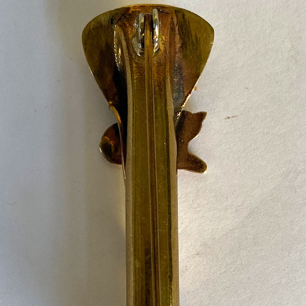 Continental Art Nouveau Cat Boutonniere (Tussie-Mussie) Flower Holder Lapel Pin