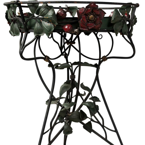 Pair of French Art Nouveau Style Painted Wrought Iron Jardinière / Ferniere Stands