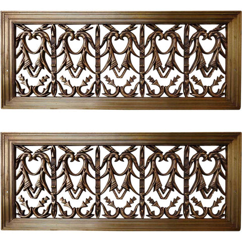 Pair American Neoclassical Colorado National Bank Building Bronze Register Grilles