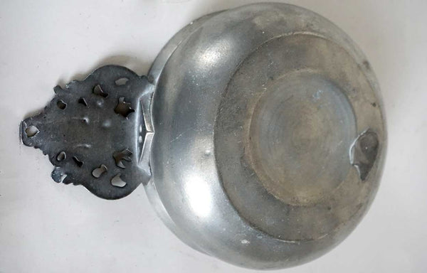 American New England Pewter Crown Handle Porringer