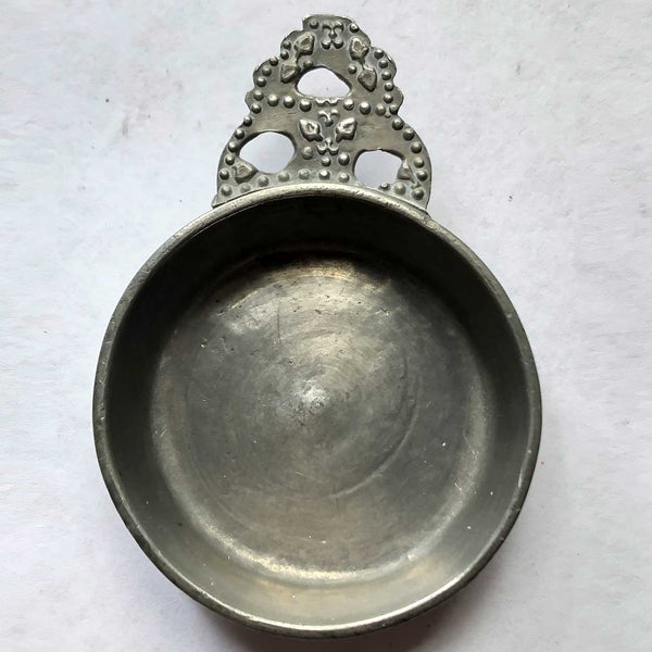 Small American Isaac C. Lewis Beaded Pewter Toy or Wine Taster Porringer