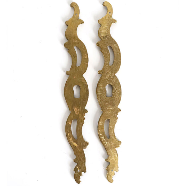 Pair of French Louis XV Style Brass Lock Plate Keyhole Escutcheons