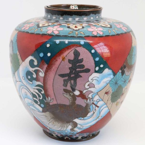 Large Japanese Meiji Cloisonne Enamel on Copper Monkey Ginger Jar