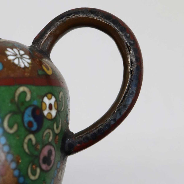 Miniature Japanese Meiji Cloisonne Brown Goldstone Enamel on Copper Teapot