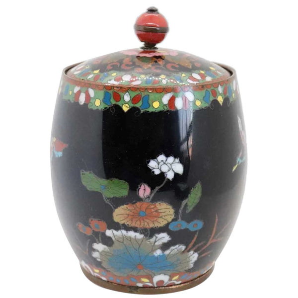 Small Japanese Cloisonne Enamel and Copper Covered Tobacco Jar