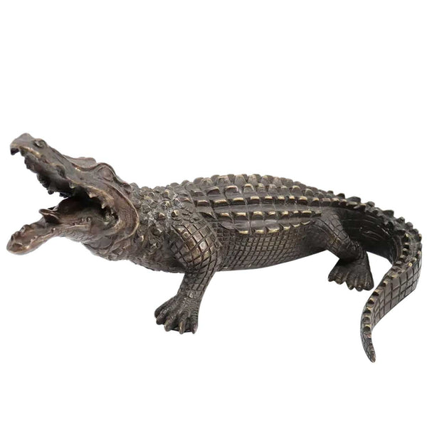 Vintage Cast Patinated Bronze Alligator Figurine