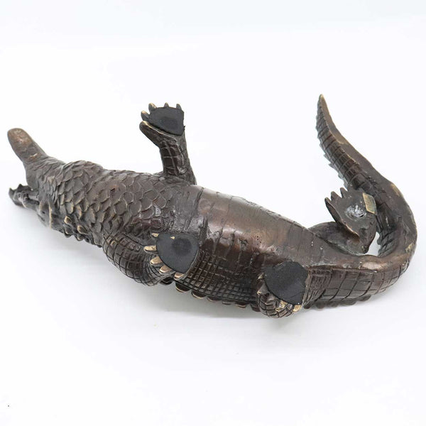 Vintage Cast Patinated Bronze Alligator Figurine
