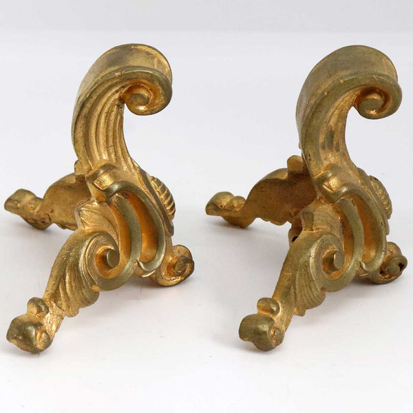 Two Pairs of French Gilt Bronze Mantel Clock Feet Mounts