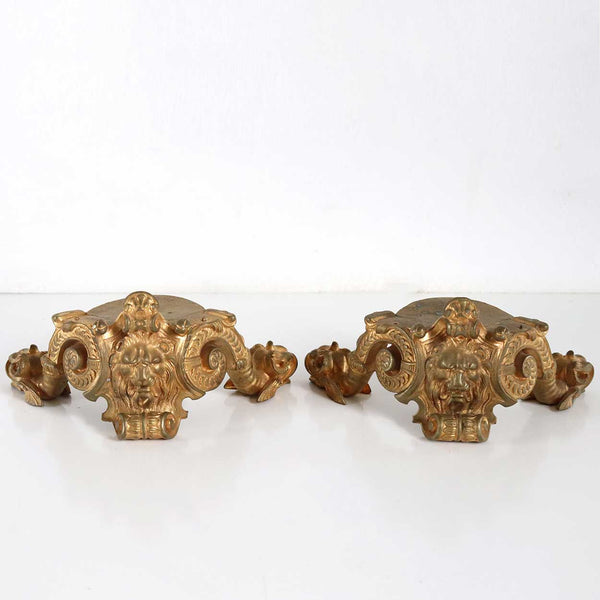 Two Pairs of French Gilt Bronze Mantel Clock Feet Mounts