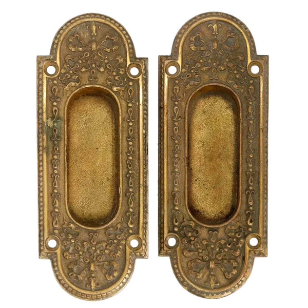 Pair of American Campion Mansion Gilt Bronze Sliding Door Pull Mounts