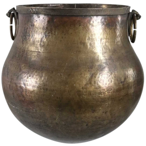 Large South Indian Hammered Brass Water Storage Pot / Planter