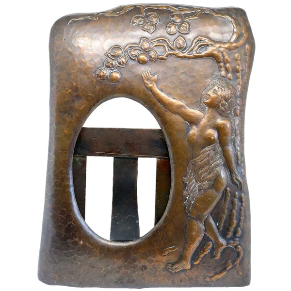 Swedish Art Nouveau/Jugendstil Hammered and Repousse Copper Desk Easel Frame